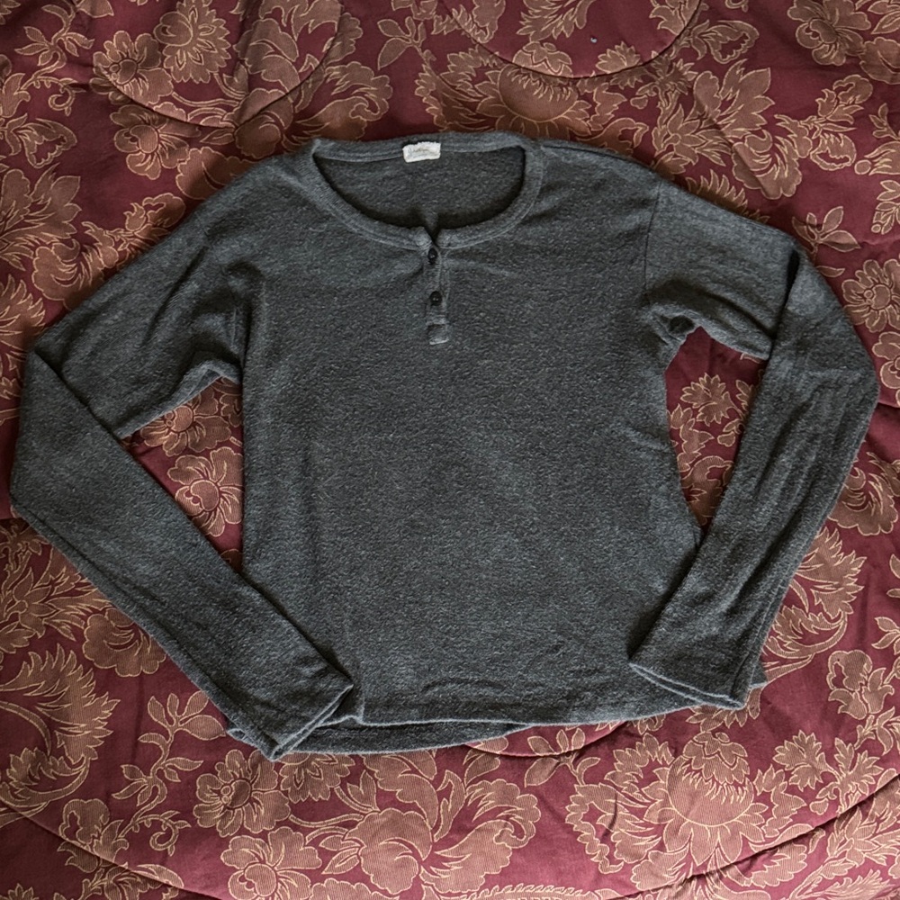 Brandy Melville Gray Long Sleeve Henley Shirt